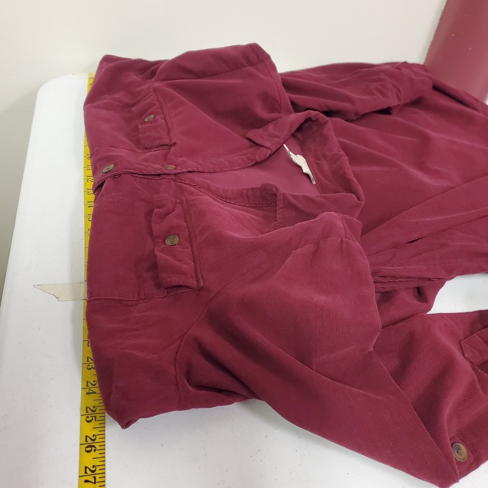 Women's Button-Front Shirt Dress in Burgundy - Picture 6 of 8